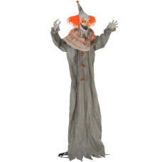 6' Life Size Orange Classic Clown Outdoor Halloween Decoration Animatronic, Sound and Motion Activated w/ Light Up Eyes