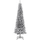 6ft Flocked Christmas Tree, Pencil Christmas Tree with Realistic Branch Tips, Folding Metal Stand, Black