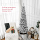 6ft Flocked Christmas Tree, Pencil Christmas Tree with Realistic Branch Tips, Folding Metal Stand, Black
