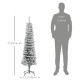 5ft Flocked Christmas Tree, Pencil Christmas Tree with Realistic Branch Tips, Folding Metal Stand, Green