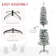 5ft Flocked Christmas Tree, Pencil Christmas Tree with Realistic Branch Tips, Folding Metal Stand, Green