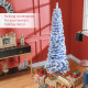 6ft Flocked Christmas Tree, Pencil Christmas Tree with Realistic Branch Tips, Folding Metal Stand, Blue