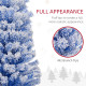 6ft Flocked Christmas Tree, Pencil Christmas Tree with Realistic Branch Tips, Folding Metal Stand, Blue