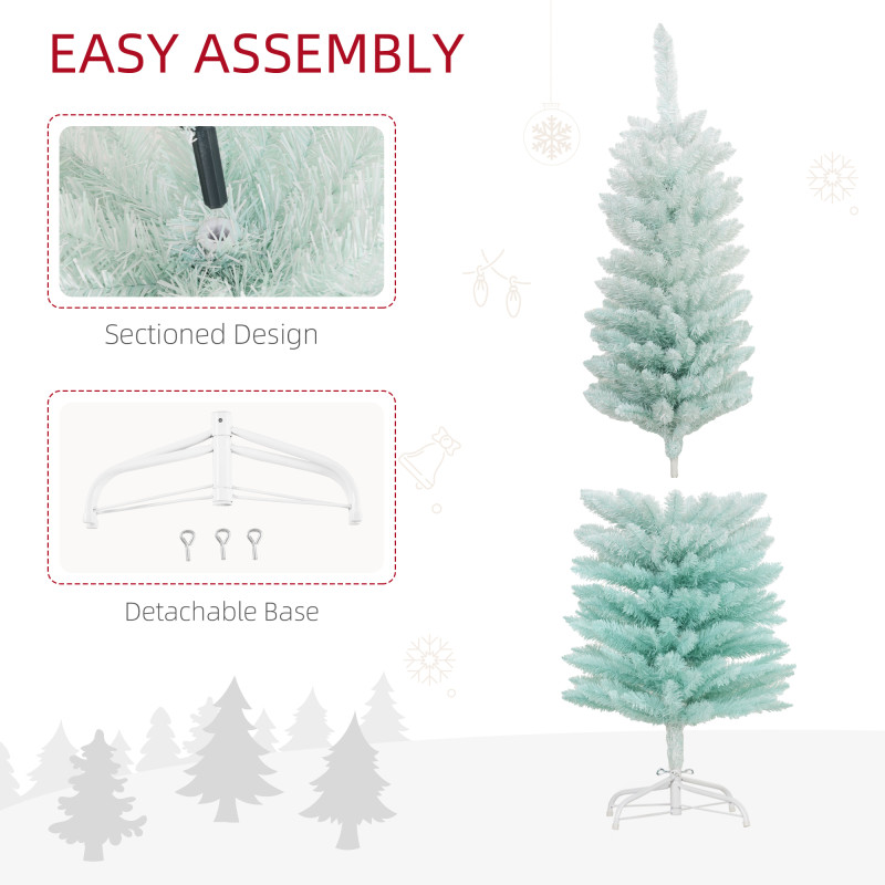 5ft Pencil Christmas Trees, Skinny Artificial Christmas Tree for Xmas Holiday Decor, Gradient Blue