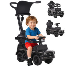 Mercedes-Benz G350 Licensed Push Car, 3-in-1 Toddler Sliding Car with Horn, Steering, Foot Rest, Seat Storage, Black