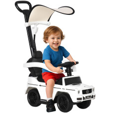 Mercedes-Benz G350 Licensed Push Car, 3-in-1 Toddler Sliding Car with Horn, Steering, Foot Rest, Seat Storage, White