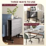 Six-Seater Drop-Leaf Dining Table with Wheels, Grey