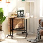 Six-Seater Drop-Leaf Dining Table with Wheels, Rustic Brown