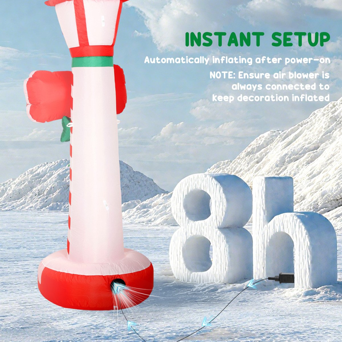 6FT Christmas Inflatable Decoration, Inflatable Lighthouse Xmas Blow Up Decor with LED Lights for Yard, Lawn, Garden