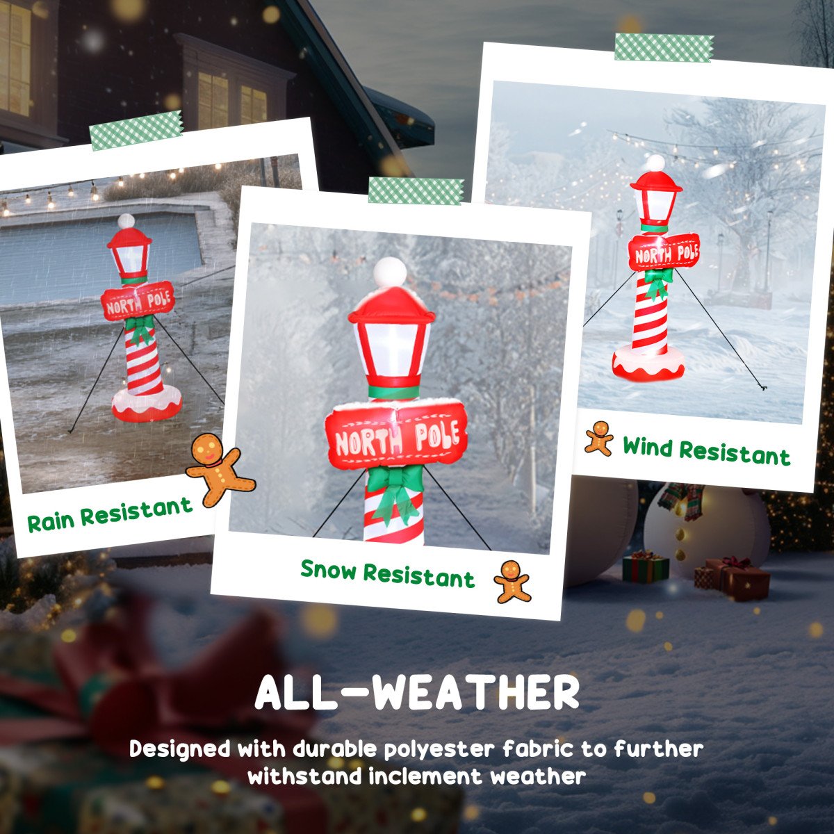 6FT Christmas Inflatable Decoration, Inflatable Lighthouse Xmas Blow Up Decor with LED Lights for Yard, Lawn, Garden