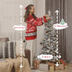 5ft Flocked Christmas Tree with Dual Colour LED Light, Pencil Hinged Xmas Tree with 11 Light Modes, Easy Assembly