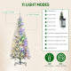 5ft Flocked Christmas Tree with Dual Colour LED Light, Pencil Hinged Xmas Tree with 11 Light Modes, Easy Assembly