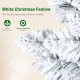 5ft Flocked Christmas Tree with Dual Colour LED Light, Pencil Hinged Xmas Tree with 11 Light Modes, Easy Assembly