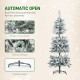 5ft Flocked Christmas Tree with Dual Colour LED Light, Pencil Hinged Xmas Tree with 11 Light Modes, Easy Assembly