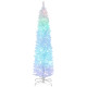 6ft Christmas Tree with Colourful DIY Synchronized LEDs, Hinged Pencil Xmas Tree with Remote, Daily Timer, White