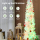 6ft Christmas Tree with Colourful DIY Synchronized LEDs, Hinged Pencil Xmas Tree with Remote, Daily Timer, White
