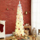6ft Christmas Tree with Colourful DIY Synchronized LEDs, Hinged Pencil Xmas Tree with Remote, Daily Timer, White