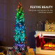 6ft Christmas Tree with Colourful DIY Synchronized LEDs, Hinged Pencil Xmas Tree with Remote, Daily Timer, Green
