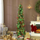 6ft Christmas Tree with Colourful DIY Synchronized LEDs, Hinged Pencil Xmas Tree with Remote, Daily Timer, Green