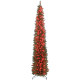 7.5ft Christmas Tree with Colourful DIY Synchronized LEDs, Hinged Pencil Xmas Tree with Remote, Daily Timer, Green