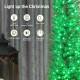 7.5ft Christmas Tree with Colourful DIY Synchronized LEDs, Hinged Pencil Xmas Tree with Remote, Daily Timer, Green