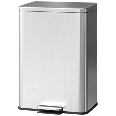 Garbage Bin, Soft-Close Trash Can with Foot Pedal, 5 Gallon (20 L) Garbage Can with Removable Inner Bucket, Silver