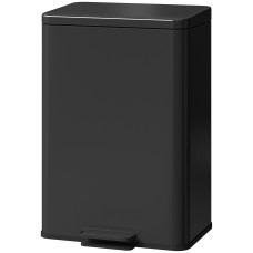 Garbage Bin, Soft-Close Trash Can with Foot Pedal, 5 Gallon (20 L) Garbage Can with Removable Inner Bucket, Matte Black