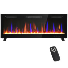 50" Thin Electric Fireplace, Freestanding, Wall Mounted Fireplace Heater with Eco Mode, Auto Switch, Remote, 1500W