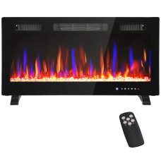 36" Thin Electric Fireplace, Freestanding, Wall Mounted Fireplace Heater with Eco Mode, Auto Switch, Remote, 1500W