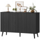 Buffet Cabinet with Storage, Modern Fluted Sideboard with Adjustable Shelves for Dining Room Living Room, Black