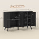 Buffet Cabinet with Storage, Modern Fluted Sideboard with Adjustable Shelves for Dining Room Living Room, Black