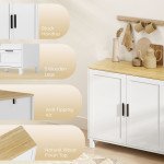 Buffet Cabinet with Soft-Close Doors, Modern Sideboard with 3 Drawers for Living Room, Kitchen, Dining Room, White