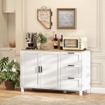 Buffet Cabinet with Soft-Close Doors, Modern Sideboard with 3 Drawers for Living Room, Kitchen, Dining Room, White