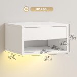 Floating Bedside Table Set of 2 with RGB LED Lights App Control