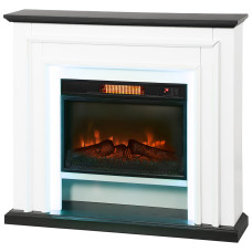 41 Inch Electric Fireplace with Mantel, 1400W Fireplace Heater with Adjustable 3D Flame Effect, Black and White