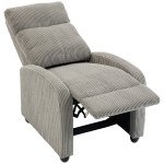 Corduroy Home Theater Seating, Push Back Recliner Chair with Padded Seat for Living Room, Grey