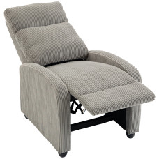 Corduroy Home Theater Seating, Push Back Recliner Chair with Padded Seat for Living Room, Grey