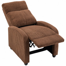 Corduroy Home Theater Seating, Push Back Recliner Chair with Padded Seat for Living Room, Brown