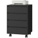 4 Drawer File Cabinet, Vertical Filing Cabinet with Wheels, Modern Printer Stand for Home Office, Black