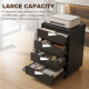 4 Drawer File Cabinet, Vertical Filing Cabinet with Wheels, Modern Printer Stand for Home Office, Black