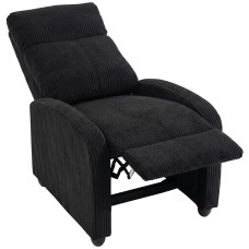 Corduroy Home Theater Seating, Push Back Recliner Chair with Padded Seat for Living Room, Black