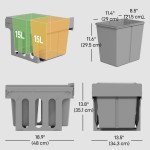 Pull Out Bin, Under Sink Garbage Can with 2 Removable Compartments (4 gallon Each) for Kitchen Waste, Light Grey