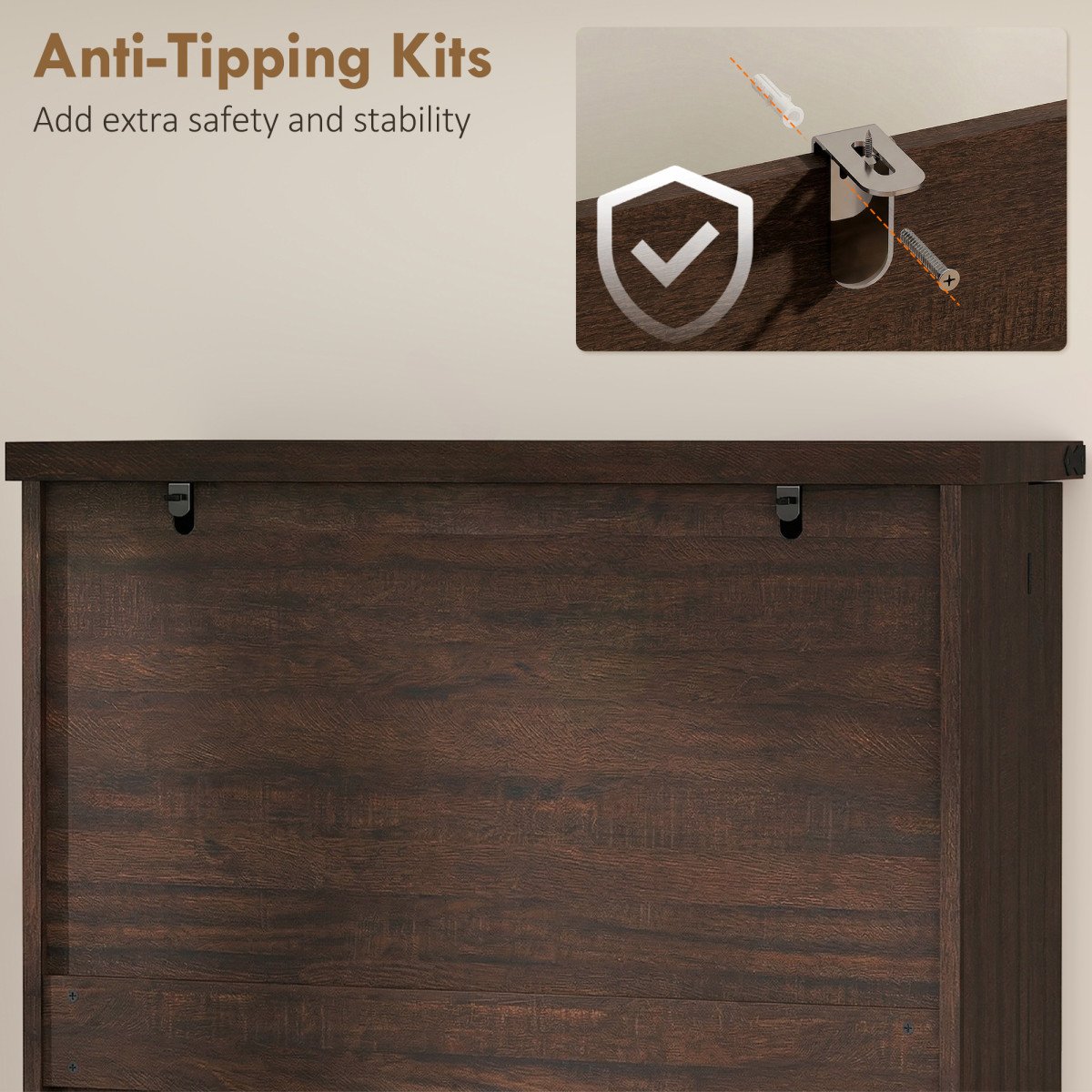 72" Tall Kitchen Pantry Cabinet, Farmhouse Storage Cabinet with 8 Door Racks and Adjustable Shelves, Distressed Brown