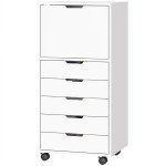 File Cabinet on Wheels Mobile Printer Stand with 5 Drawers for Home Office White