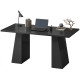 63 Inch Computer Desk with Trapezoidal Frame Light Black Wood Grain
