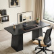 63 Inch Computer Desk with Trapezoidal Frame Light Black Wood Grain