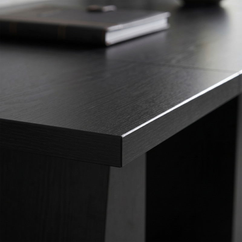 63 Inch Computer Desk with Trapezoidal Frame Light Black Wood Grain