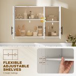Modern Medicine Cabinet Wall Mounted, Bathroom Wall Cabinet with 3 Doors and Adjustable Shelves, White