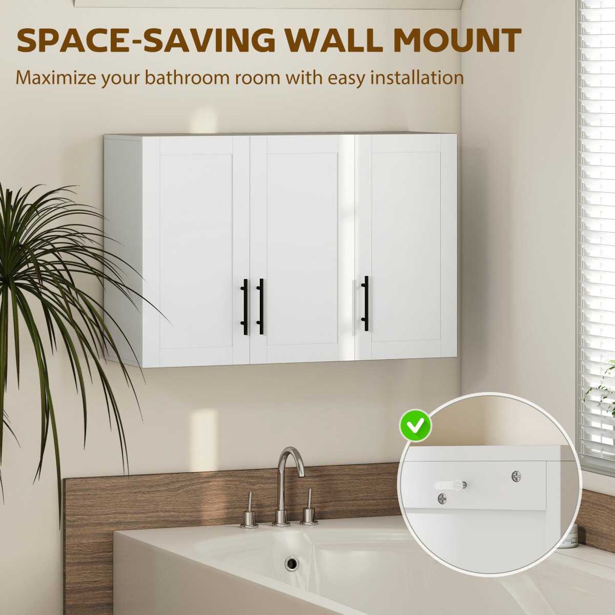 Modern Medicine Cabinet Wall Mounted, Bathroom Wall Cabinet with 3 Doors and Adjustable Shelves, White