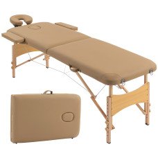 Height Adjustable Professional Salon Spa Facial Couch Bed, Portable Folding Massage Table, Light Brown
